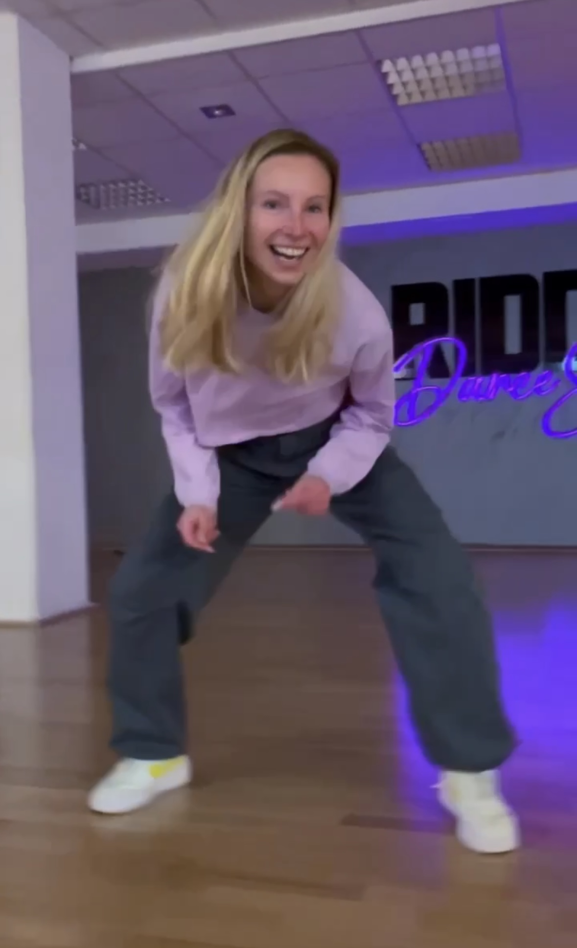 Dancer rehearsing a hip hop groove in the studio